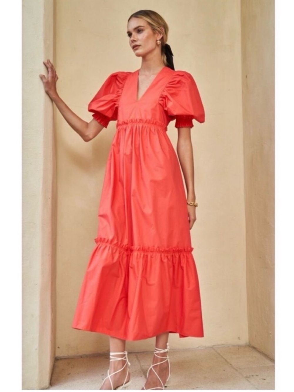 HUNTER BELL Palmer Dress Midi Cottagecore Prairie Coquette Romantic Cotton XS